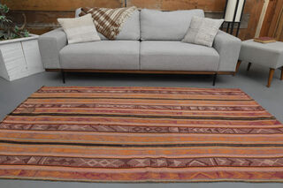 Turkish Striped Kilim Rug - Thumbnail