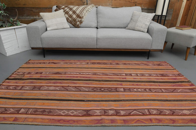 Turkish Striped Kilim Rug