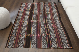 Striped Small Kilim Rug - Thumbnail