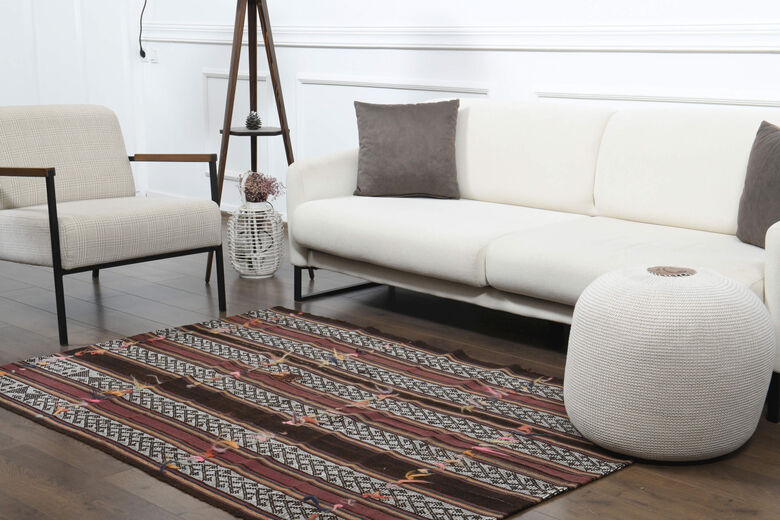 Striped Small Kilim Rug