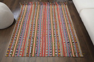 Striped Colorful Kilim Rug - Thumbnail