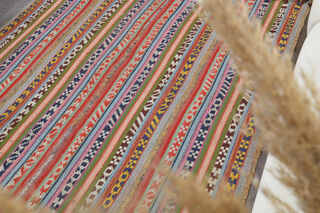 Striped Colorful Kilim Rug - Thumbnail