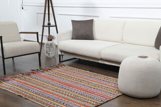 Striped Colorful Kilim Rug - Thumbnail