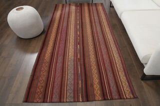 Turkish Striped Kilim Rug - Thumbnail