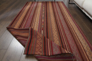 Turkish Striped Kilim Rug - Thumbnail