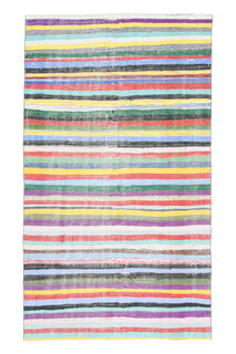 Striped Vintage Turkish Kilim - Thumbnail