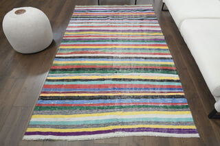 Striped Vintage Turkish Kilim - Thumbnail