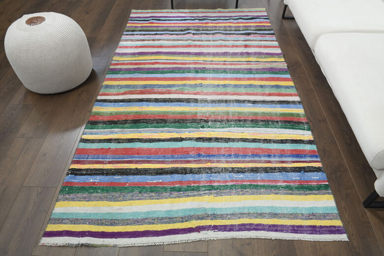 Striped Vintage Turkish Kilim