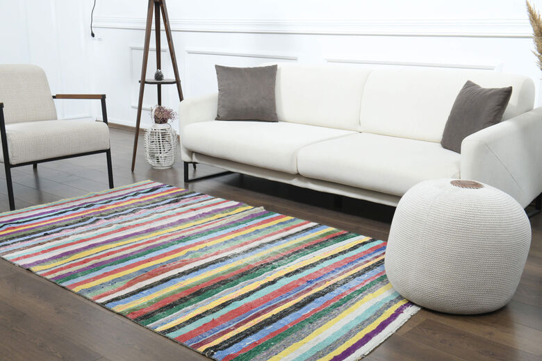 Striped Vintage Turkish Kilim