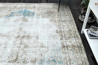Faded Brown Blue Area Rug - Thumbnail