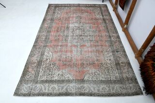 Pink Brown Area Anatolian Rug - Thumbnail
