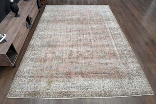 Floral Pink Brown Rug - Thumbnail