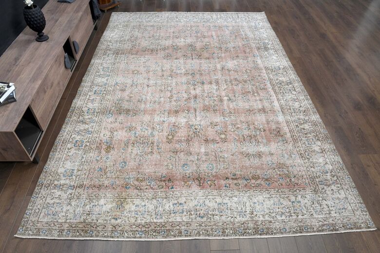 Floral Pink Brown Rug