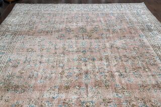 Floral Pink Brown Rug - Thumbnail