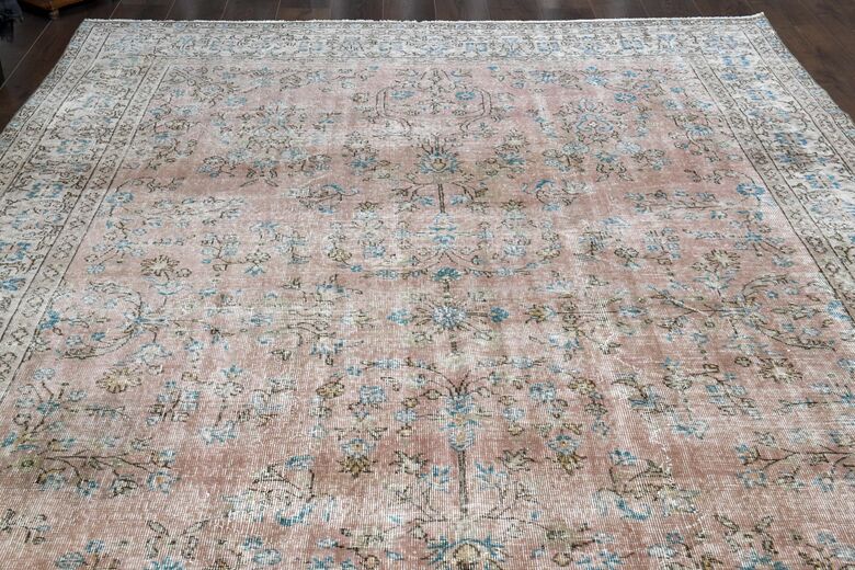 Floral Pink Brown Rug