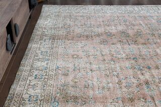 Floral Pink Brown Rug - Thumbnail