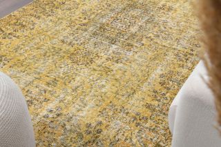 Pale Yellow Colored - Vintage Area Rug - Thumbnail