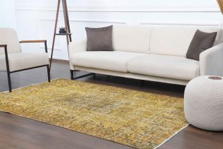 Pale Yellow Colored - Vintage Area Rug - Thumbnail