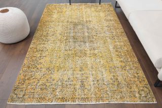 Pale Yellow Colored - Vintage Area Anatolian Rug - Thumbnail