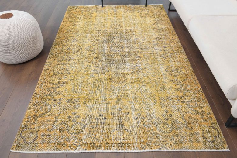 Pale Yellow Colored - Vintage Area Anatolian Rug