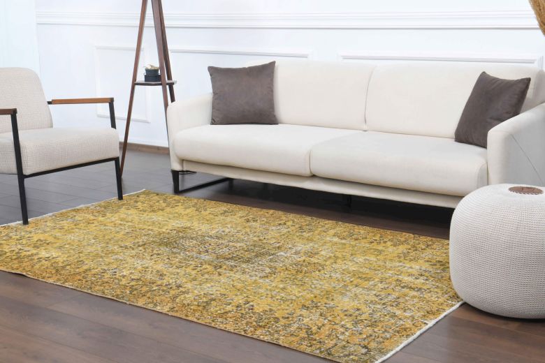 Pale Yellow Colored - Vintage Area Anatolian Rug