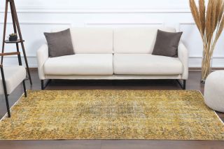 Pale Yellow Colored - Vintage Area Anatolian Rug - Thumbnail
