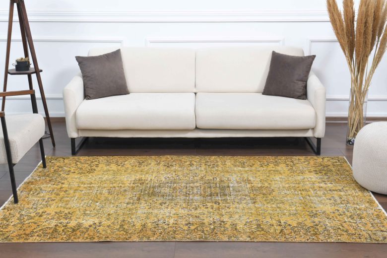 Pale Yellow Colored - Vintage Area Anatolian Rug
