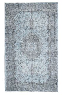 Pale Blue Colored - Vintage Area Rug - Thumbnail