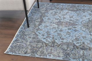 Pale Blue Colored - Vintage Area Rug - Thumbnail