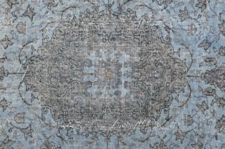 Pale Blue Colored - Vintage Area Rug - Thumbnail