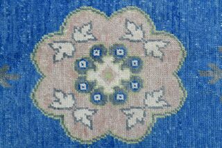 Blue Oushak Floral Area Rug - Thumbnail