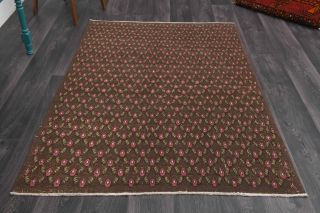 Ikat Brown Indoor Rug - 1980s - Thumbnail