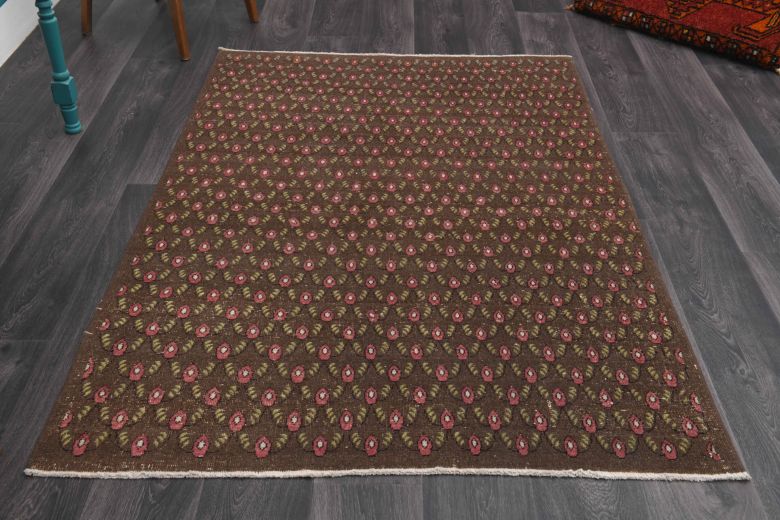 Ikat Brown Indoor Rug - 1980s