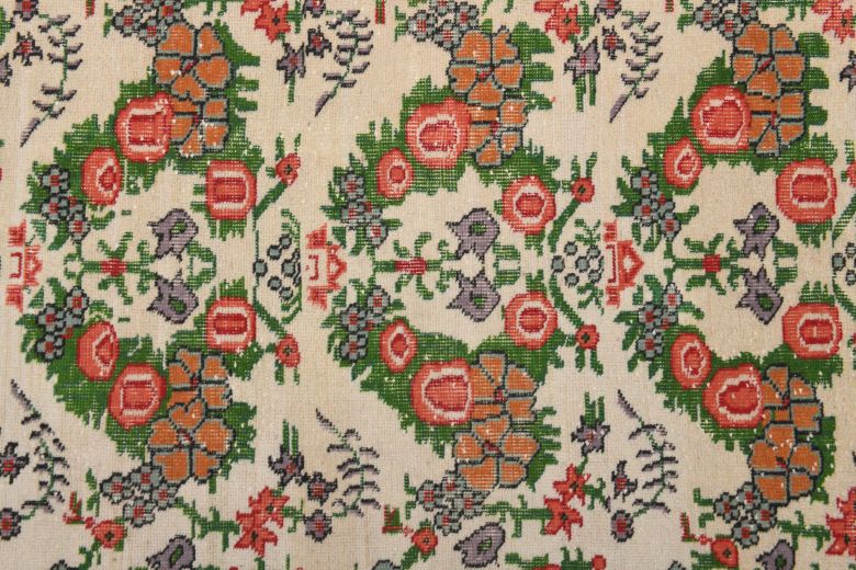 Red Bordered & Floral Vintage Area Rug