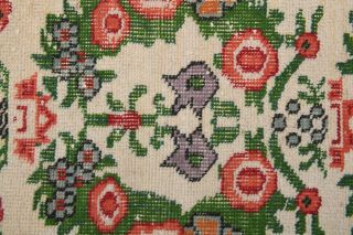 Red Bordered & Floral Vintage Area Rug - Thumbnail