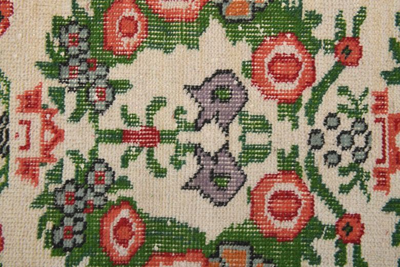 Red Bordered & Floral Vintage Area Rug