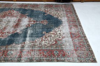 Distressed Red Black Turkish Anatolian Rug - Thumbnail