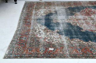 Distressed Red Black Turkish Anatolian Rug - Thumbnail