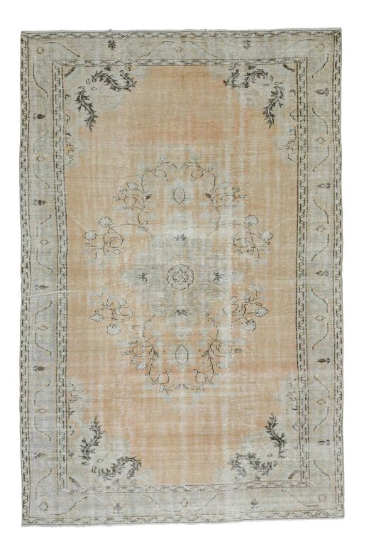 Orange Beige Area Antique Washed Anatolian Rug