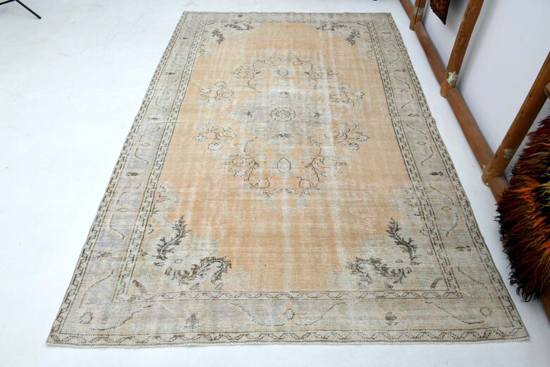 Orange Beige Area Antique Washed Anatolian Rug