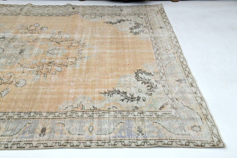 Orange Beige Area Antique Washed Anatolian Rug