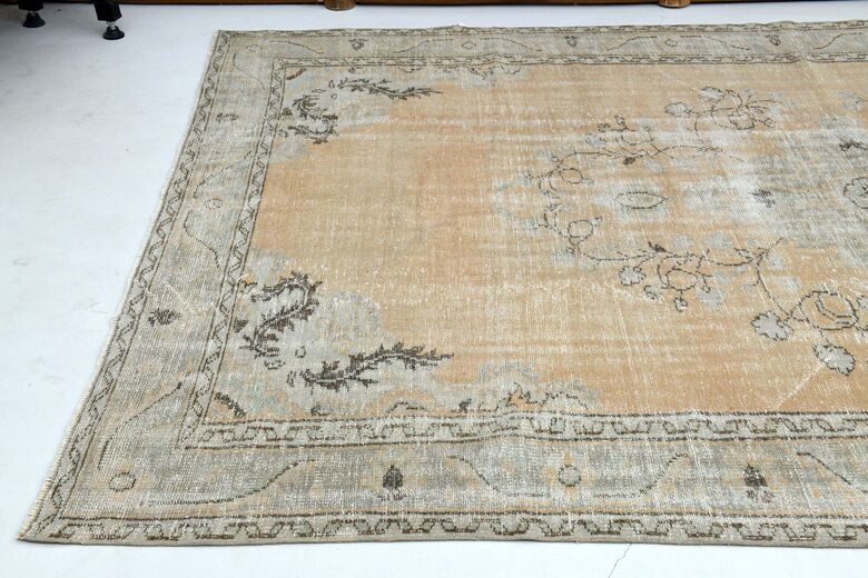 Orange Beige Area Antique Washed Anatolian Rug