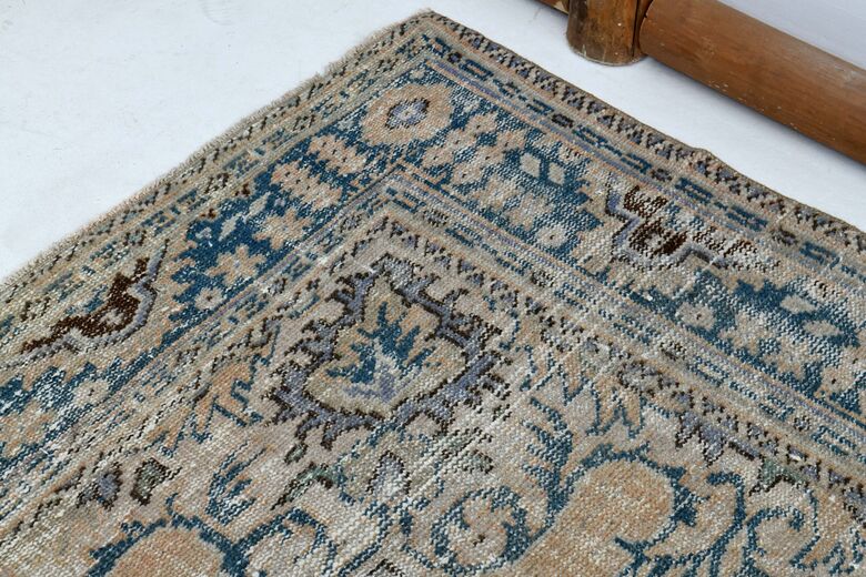 Orange Navy Blue Area Anatolian Rug