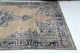 Orange Navy Blue Area Anatolian Rug - Thumbnail