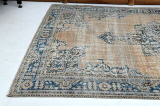 Orange Navy Blue Area Anatolian Rug - Thumbnail
