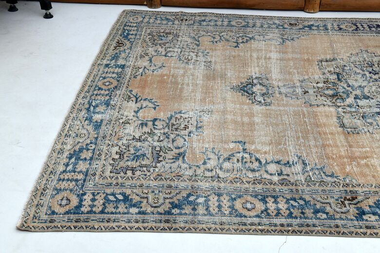 Orange Navy Blue Area Anatolian Rug