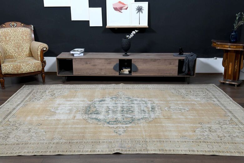 Faded Orange Brown Anatolian Rug