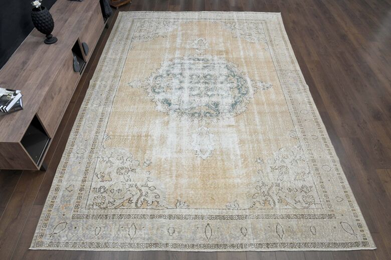 Faded Orange Brown Anatolian Rug