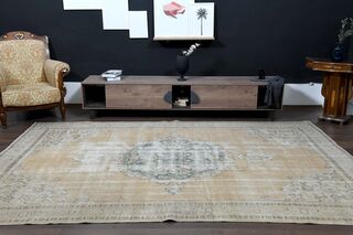 Faded Orange Brown Anatolian Rug - Thumbnail