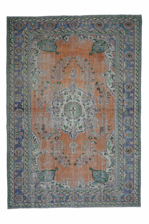 Orange Purple Vintage Anatolian Rug